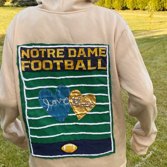 University of Notre Dame reworked Football field helmet hoodie - Picture 3 of 12